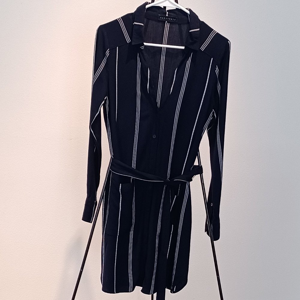 Sanctuary Shirt Dress Navy White Stripes
